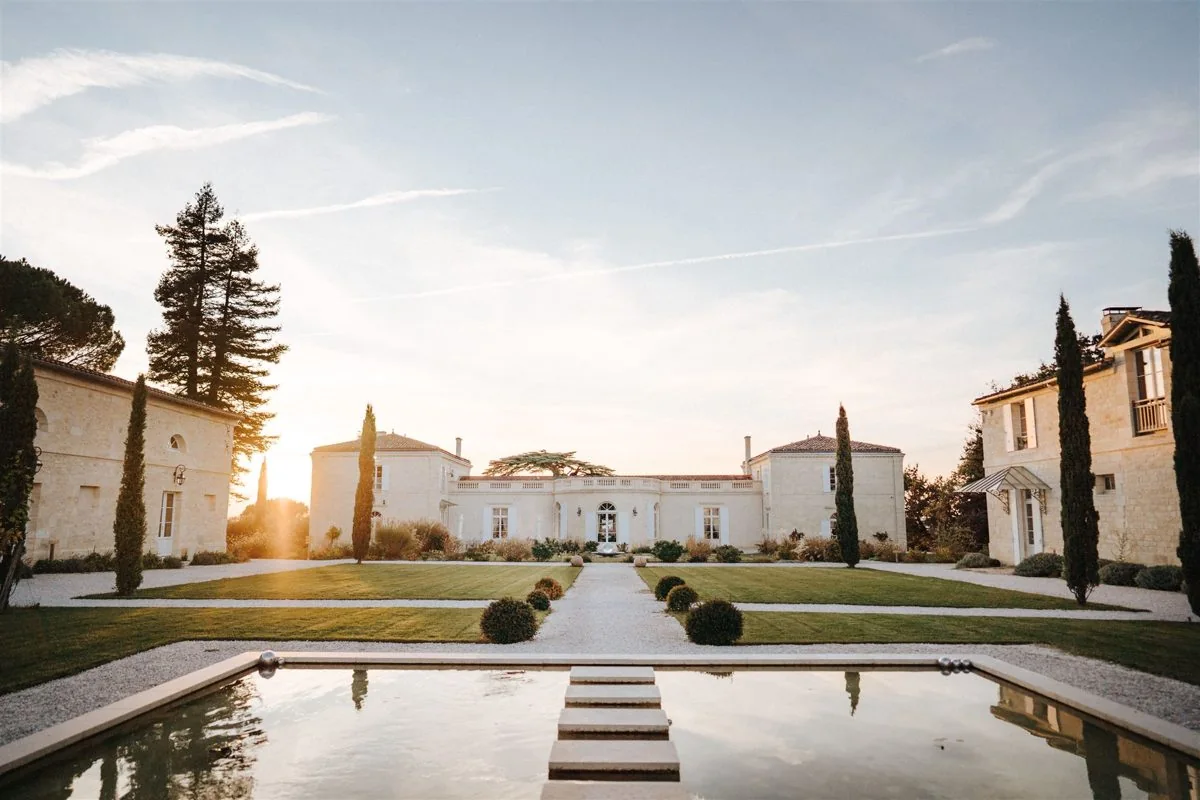 Courtyard and gardens at Château Gassies