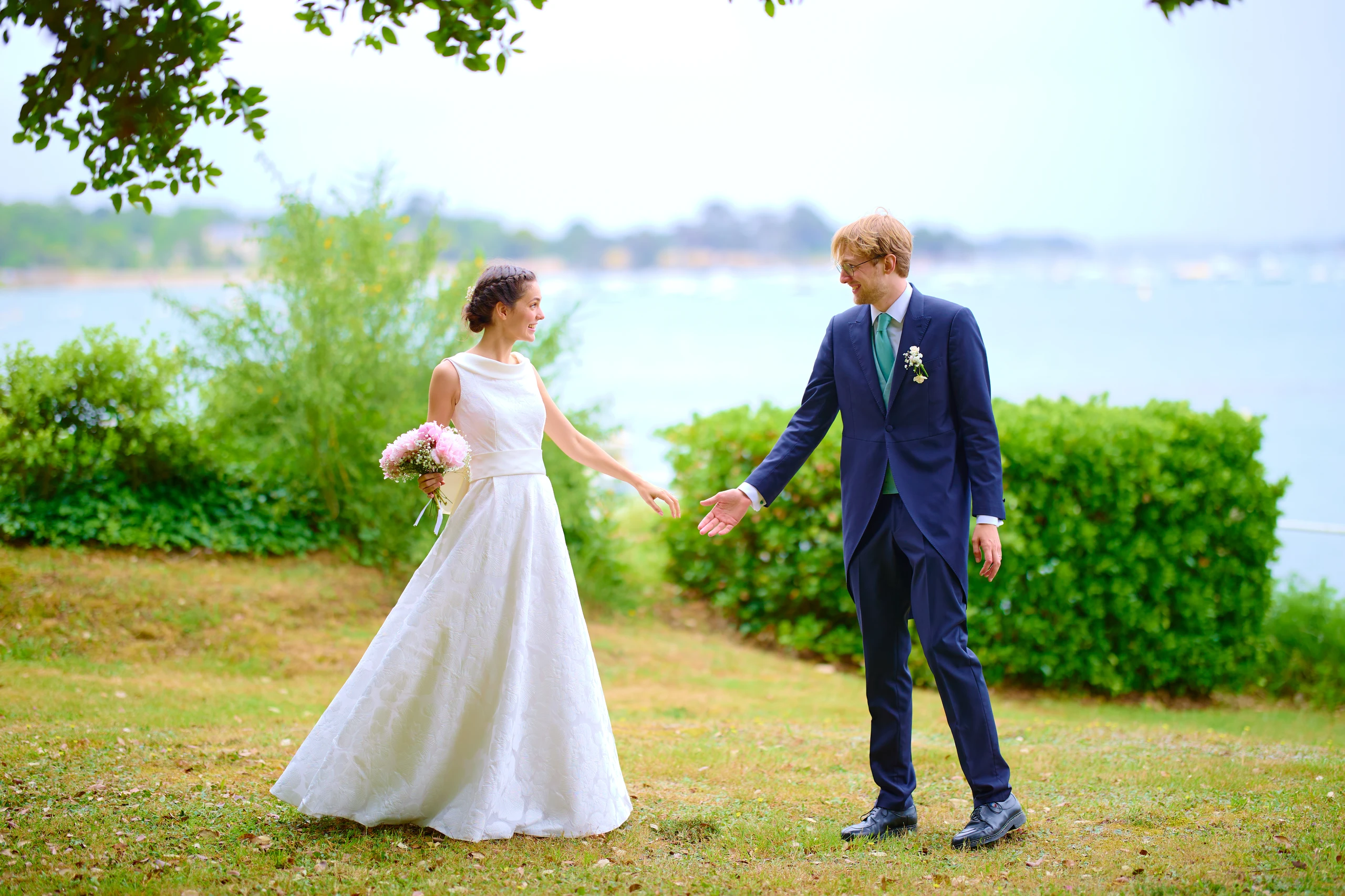 The newlyweds slipping away for their portrait session
