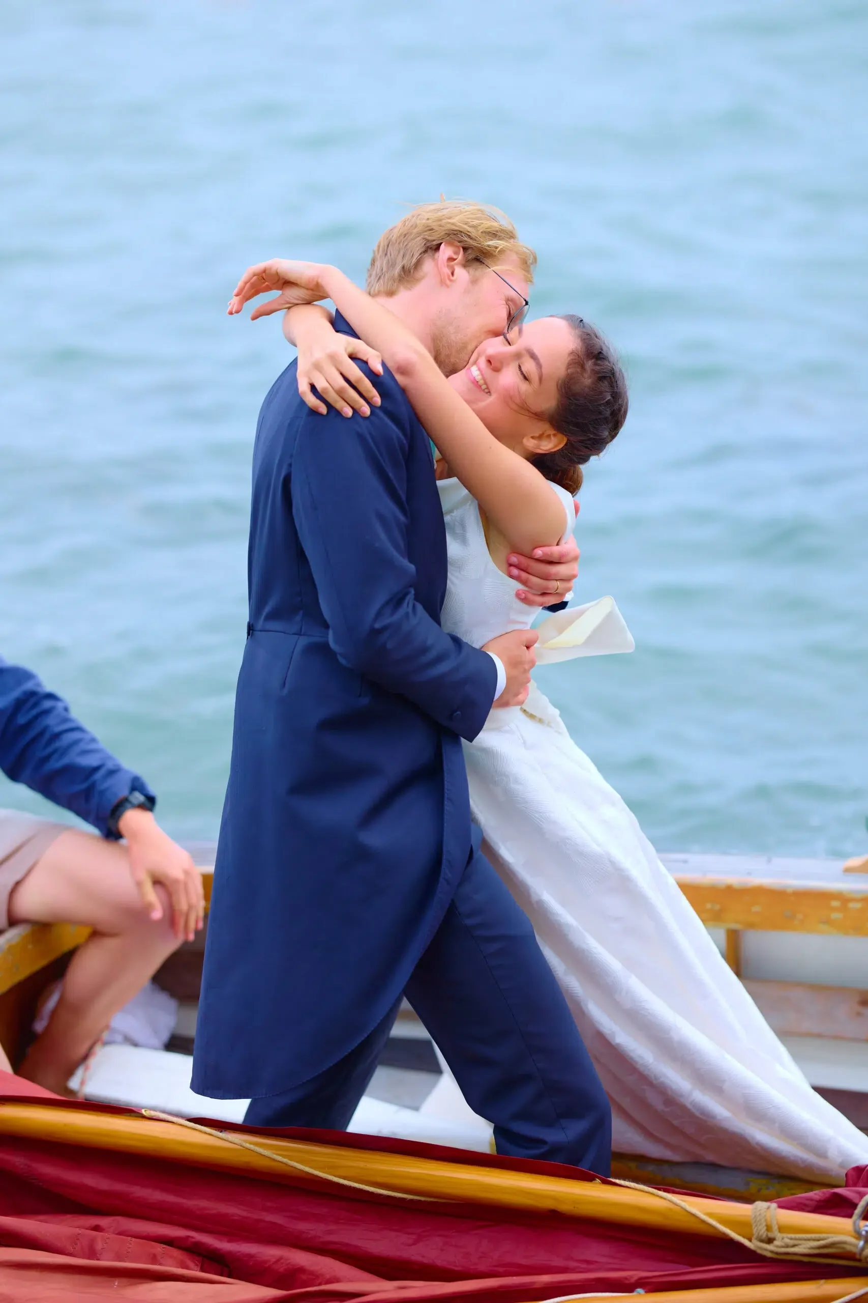 Guests cheering for the newlyweds