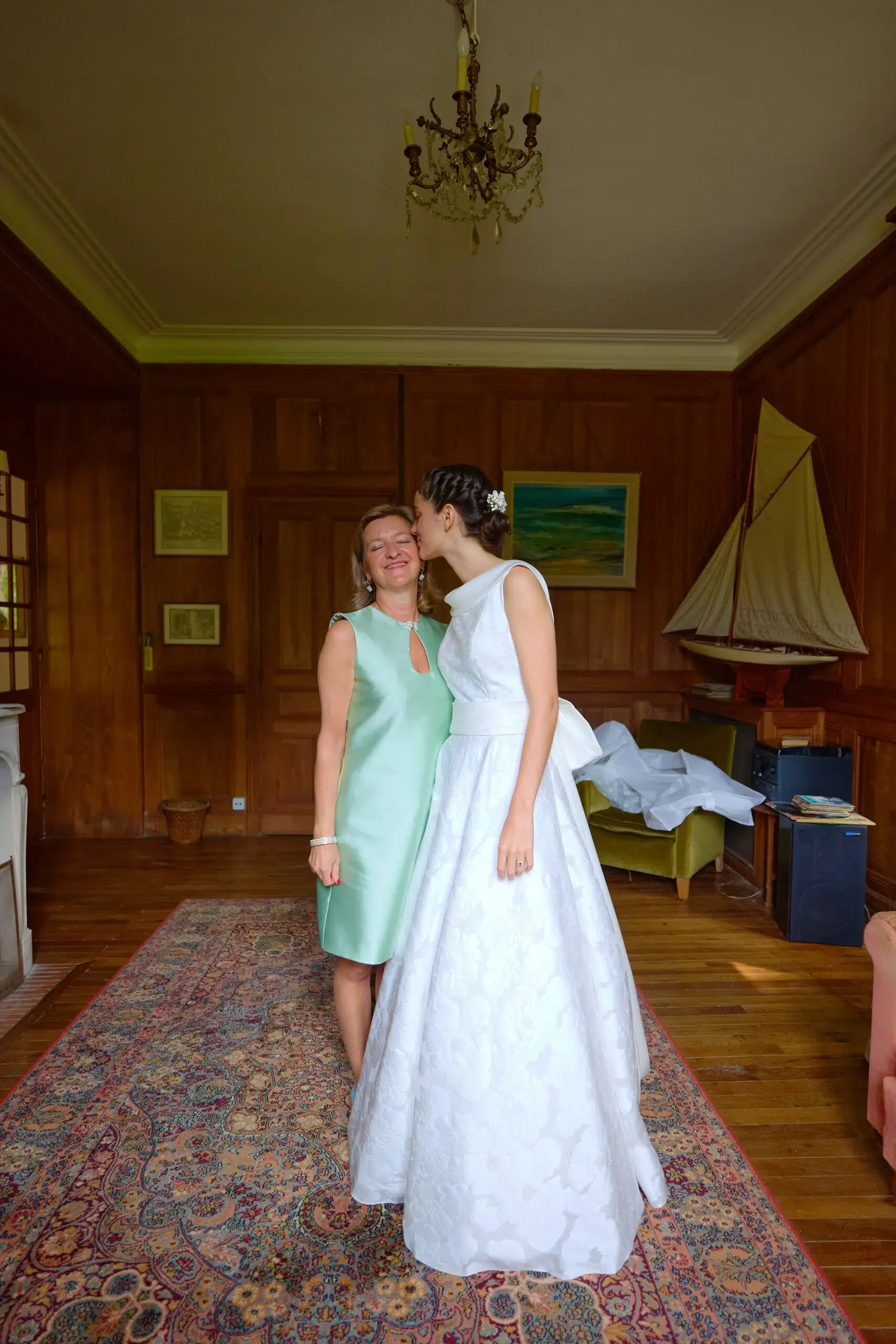 A portrait of the bride getting ready
