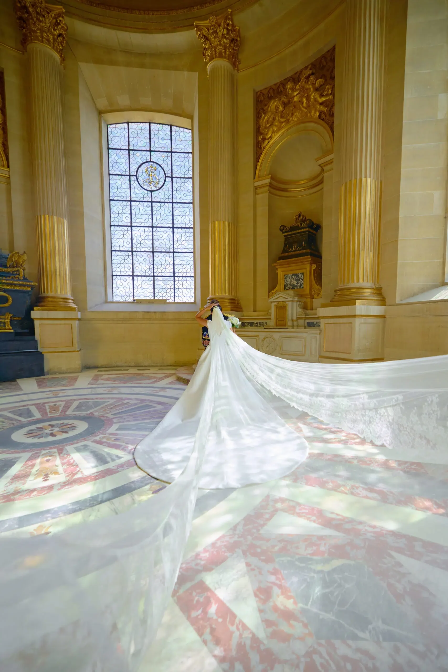 Voile de mariée au vent