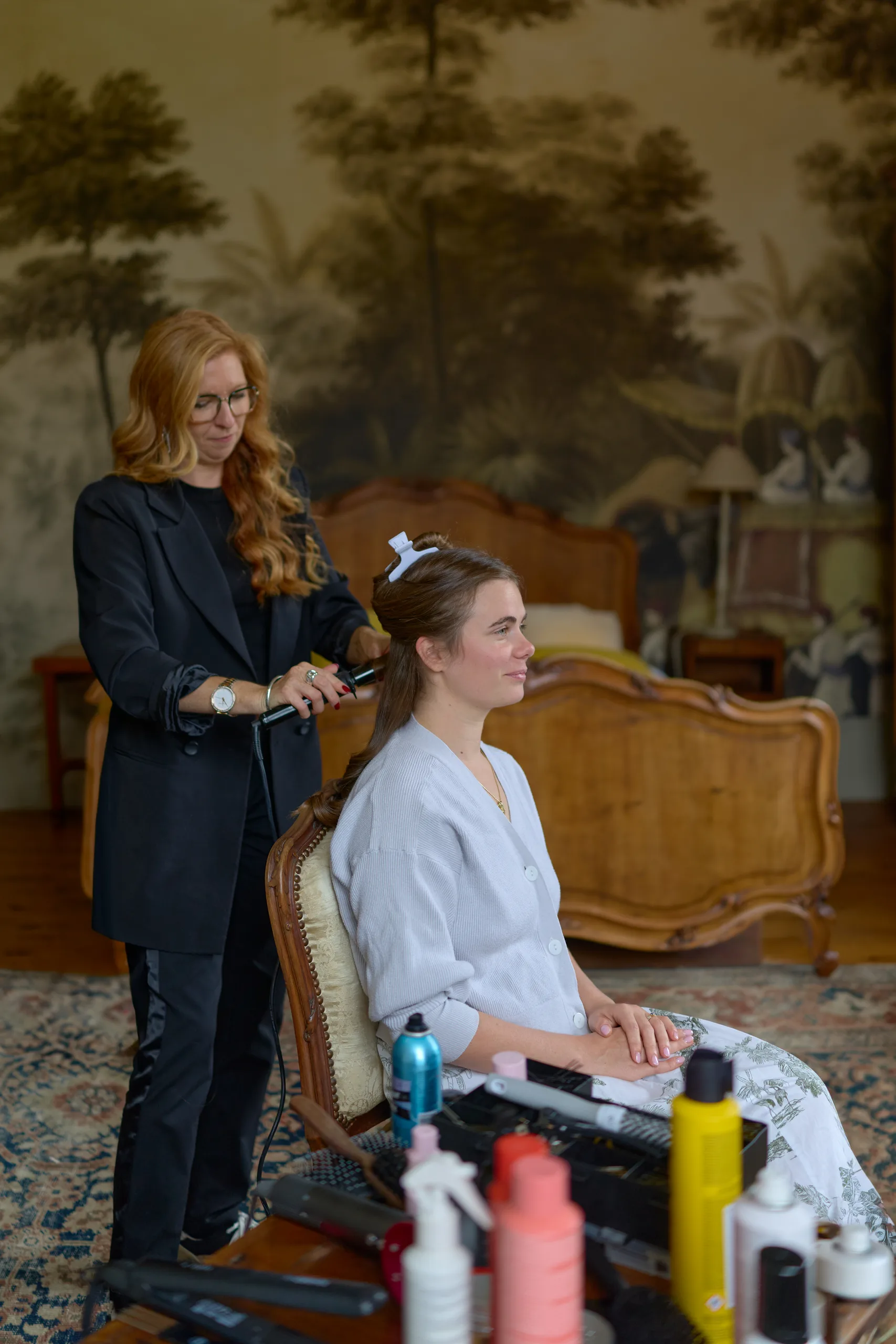 Wedding preparations at Château de la Blérétie