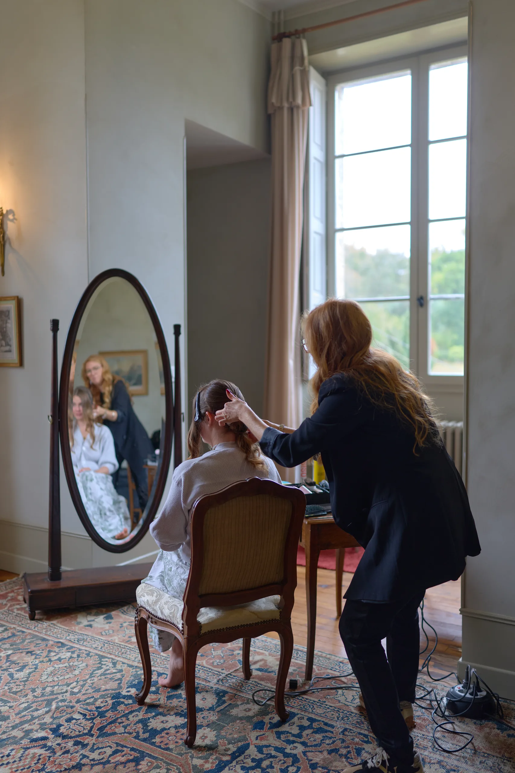 Wedding preparations at Château de la Blérétie