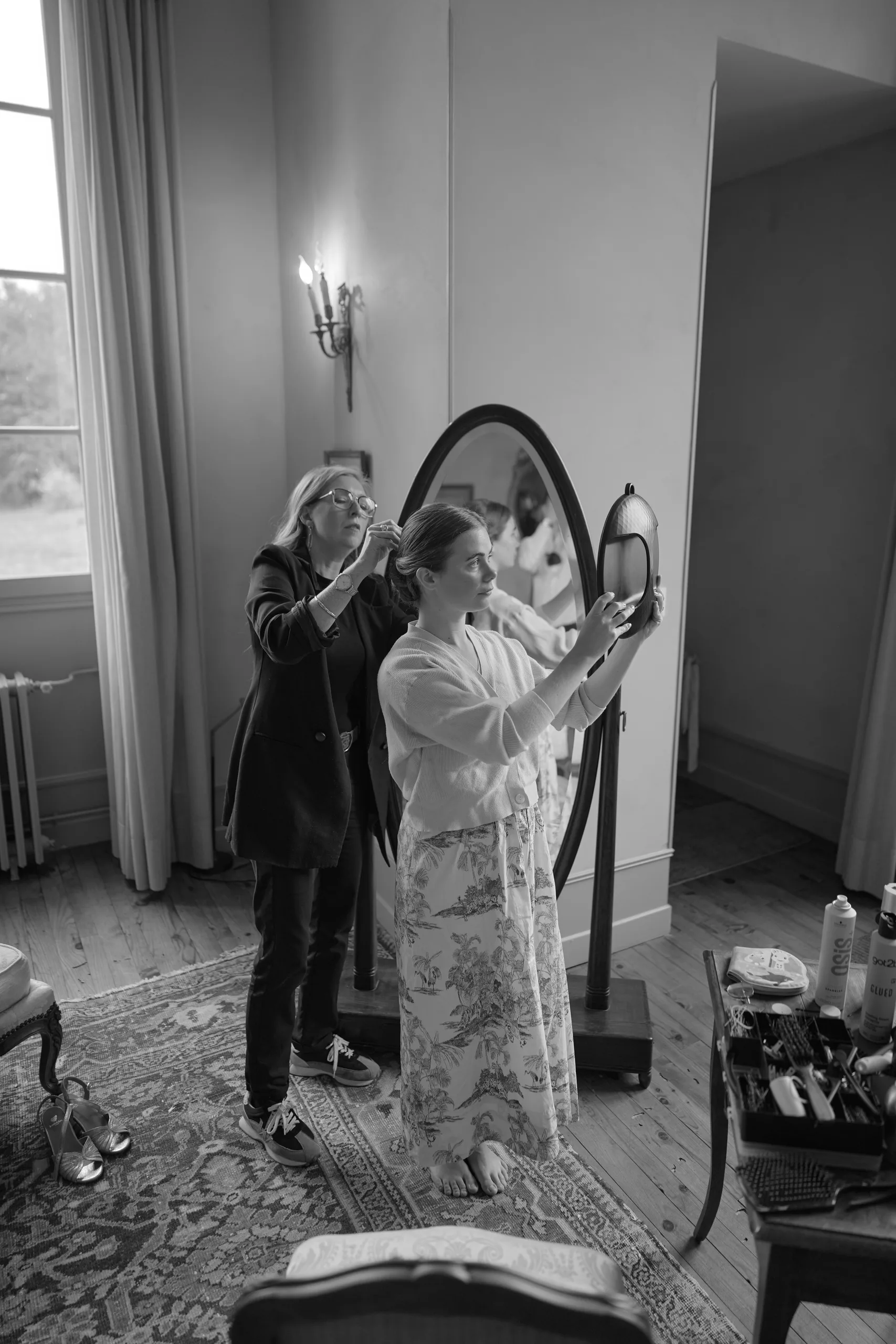 Wedding preparations at Château de la Blérétie