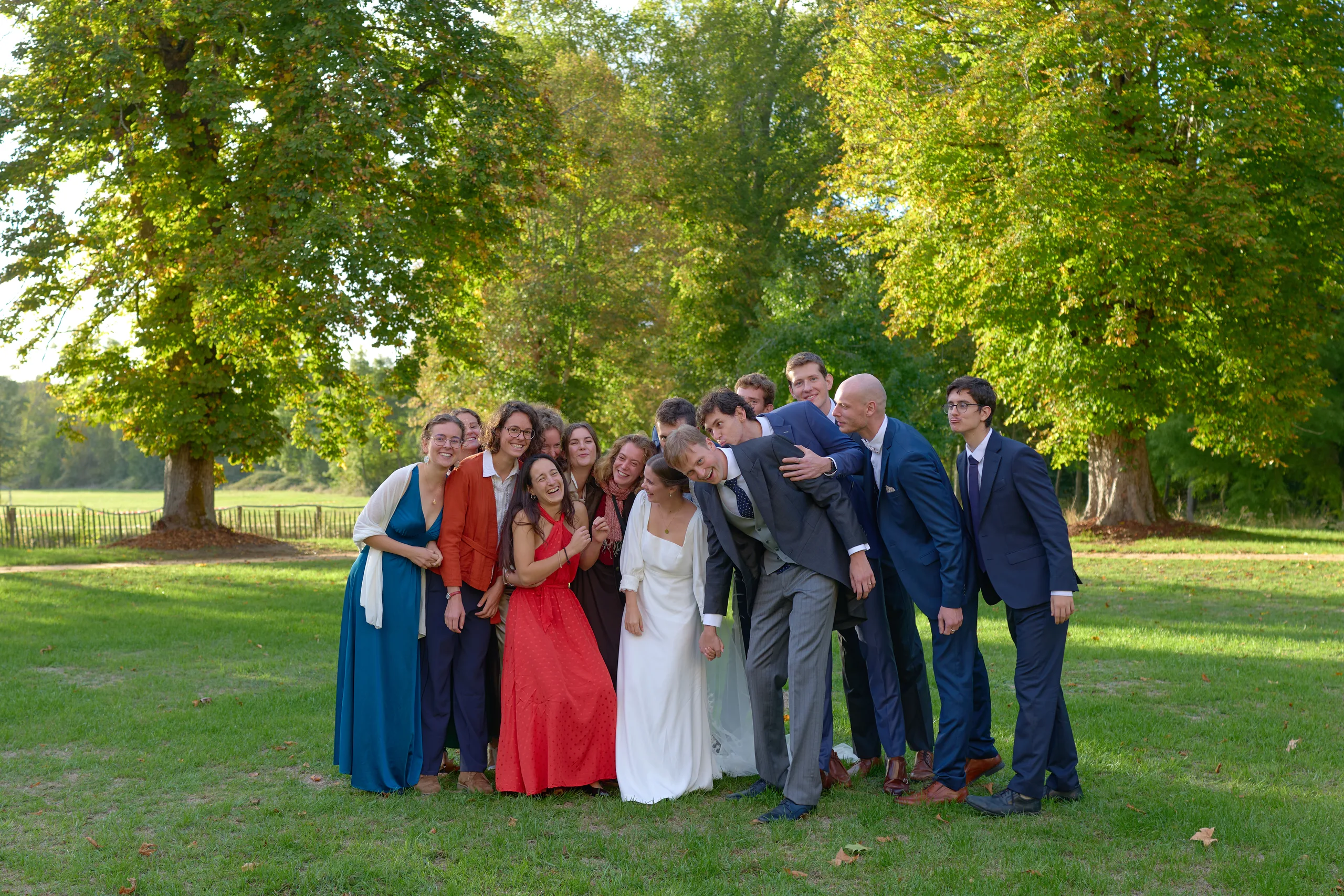 Family and friends at Château de la Blérétie
