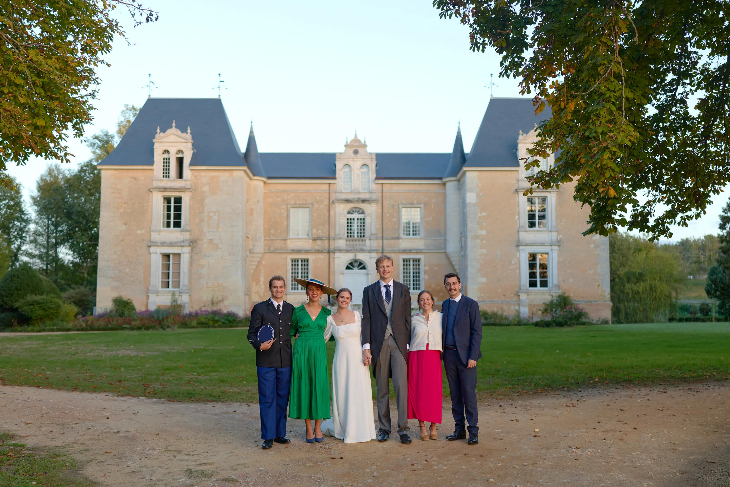 Family and friends at Château de la Blérétie