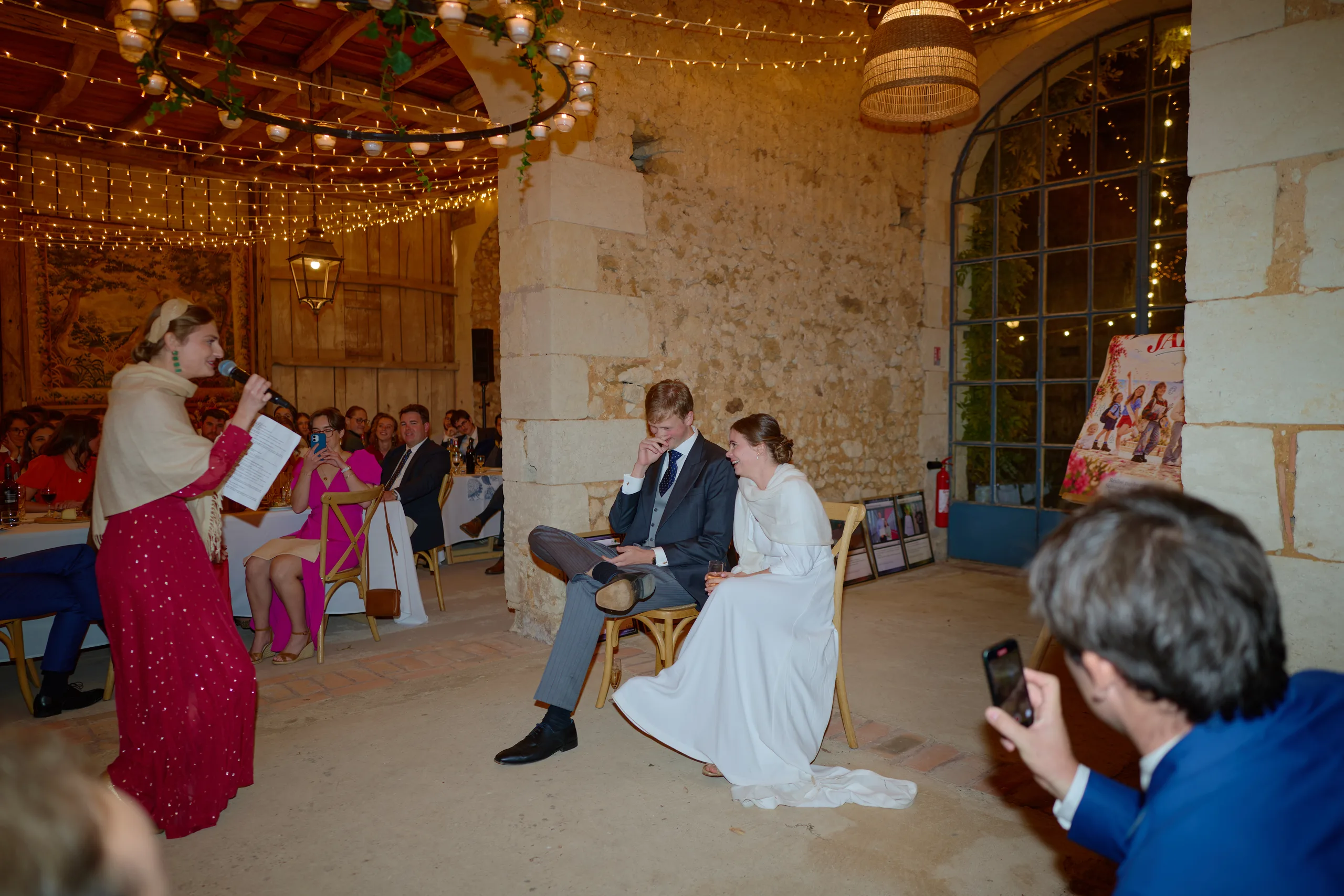 Dinner and speeches at Jade and Luc’s wedding