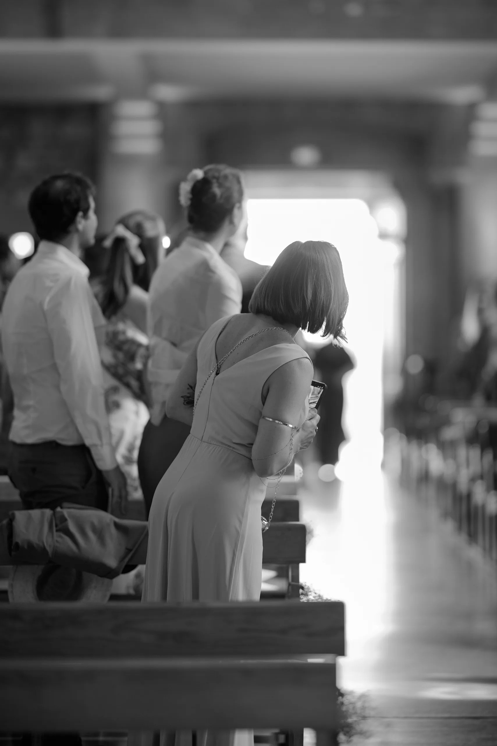 La mariée pendant la cérémonie à Saint-Pierre de Gradignan