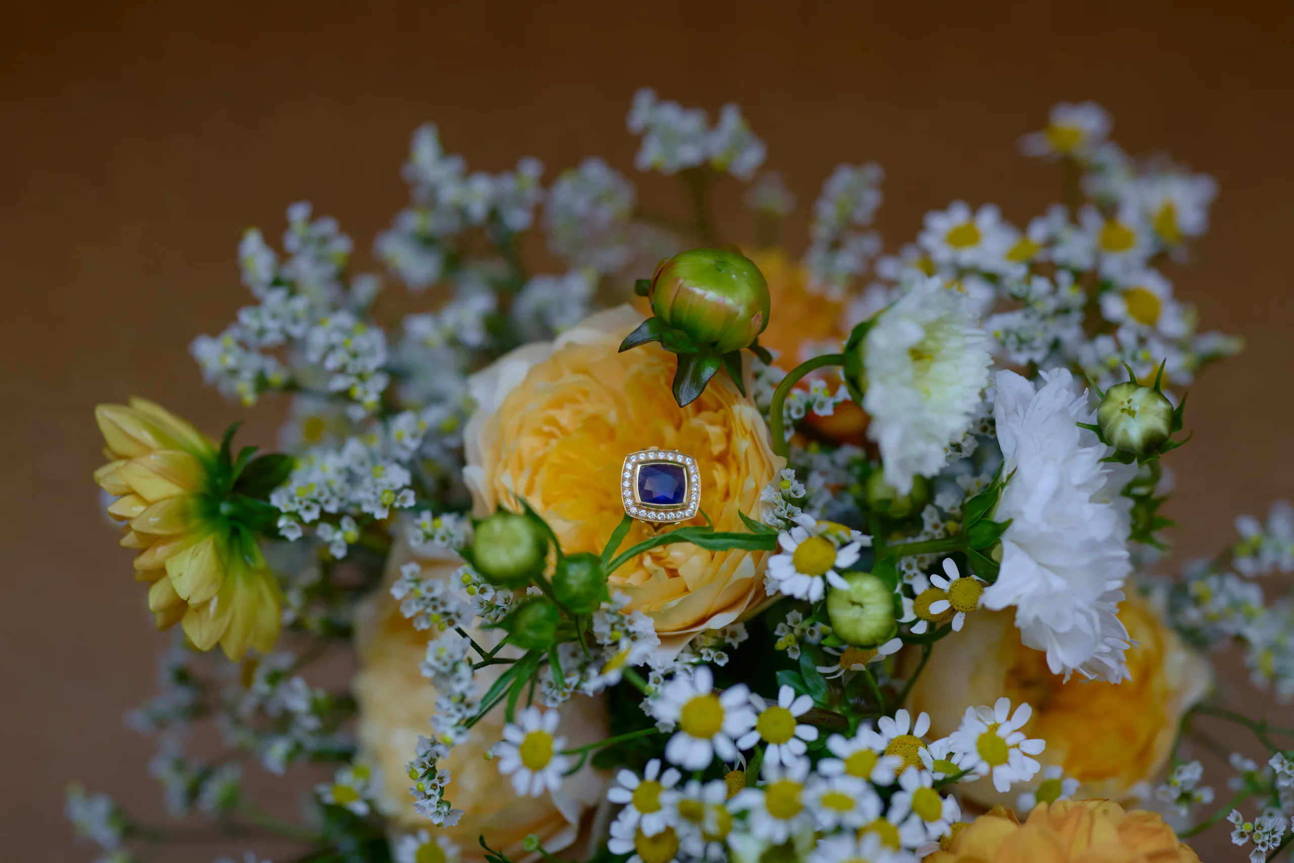 Bouquet de fleurs jaunes et blanches
